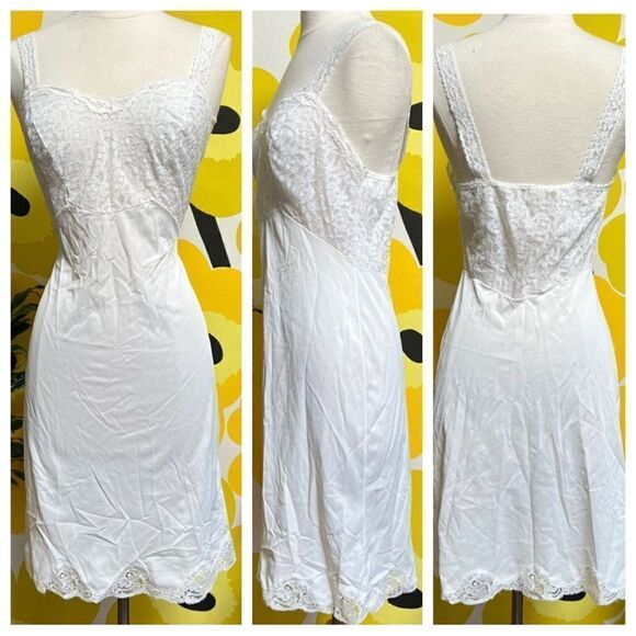 Vintage 1970s Sexy Sheer Lace Panel Liquid Satin Slip Dress Nightgown Lingerie - Picture 1 of 9